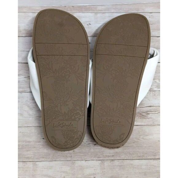 LifeStride Velocity 2.0 Womens 9W Happy Bright White Thong Wedge Sandal Open Toe - Picture 8 of 9